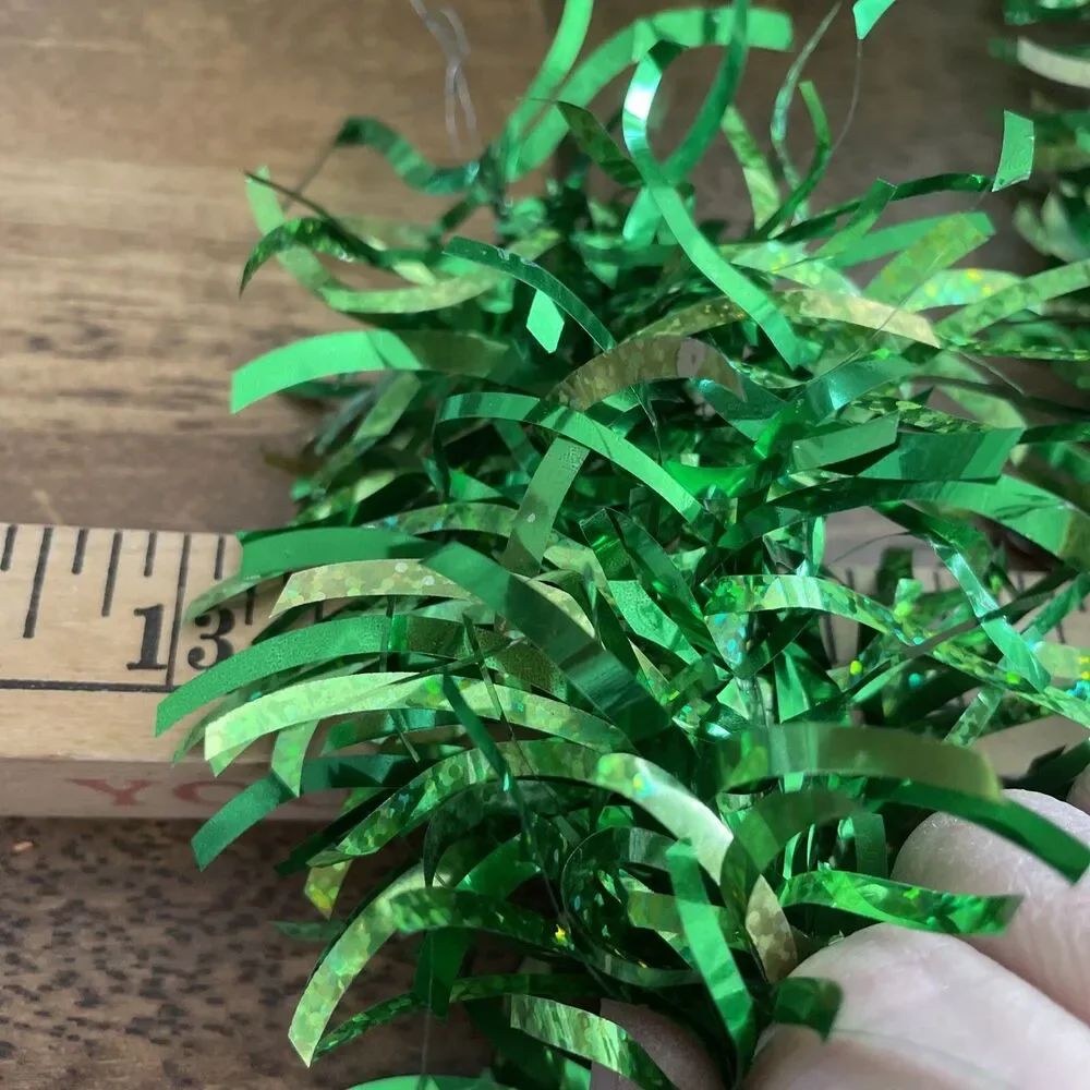 270” Green 2 Tone Wired Christmas Tinsel Garland
